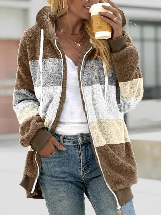 Striped Zip-Up Hoodie Jacket