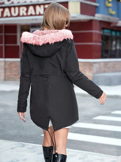 Faux Fur Trim Parka For Fall