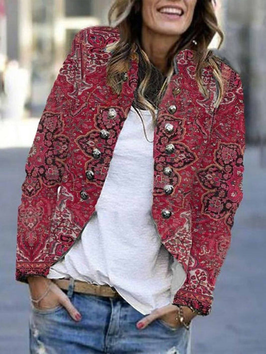 Fall Printed Button Jacket