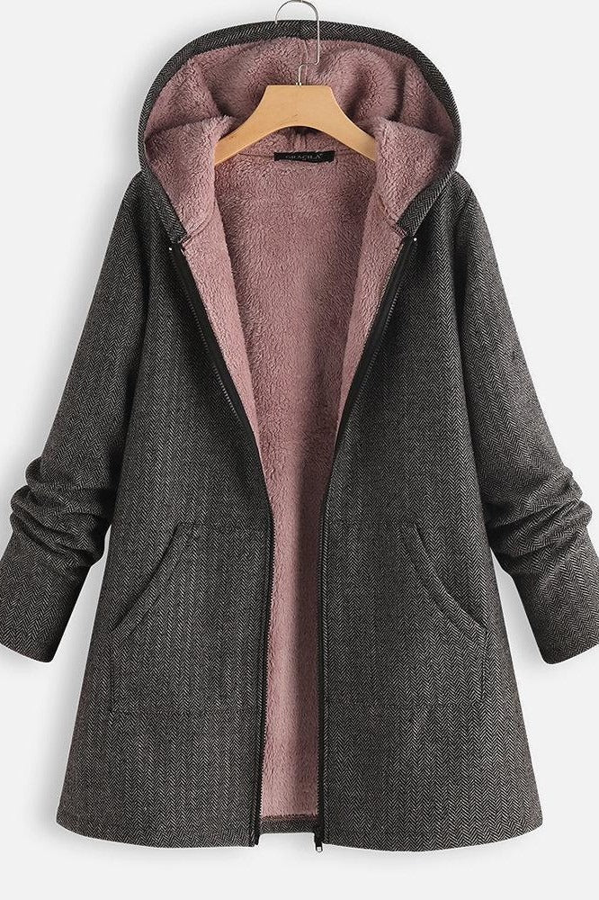 Fall Hooded Knit Coat