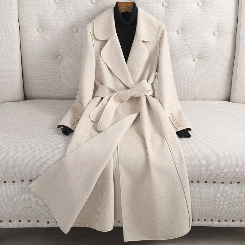 Fall Long Wool Belted Coat