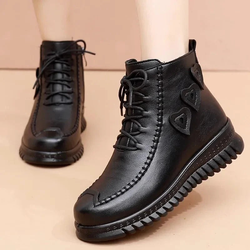 Fall Stitched Lace Ankle Boots
