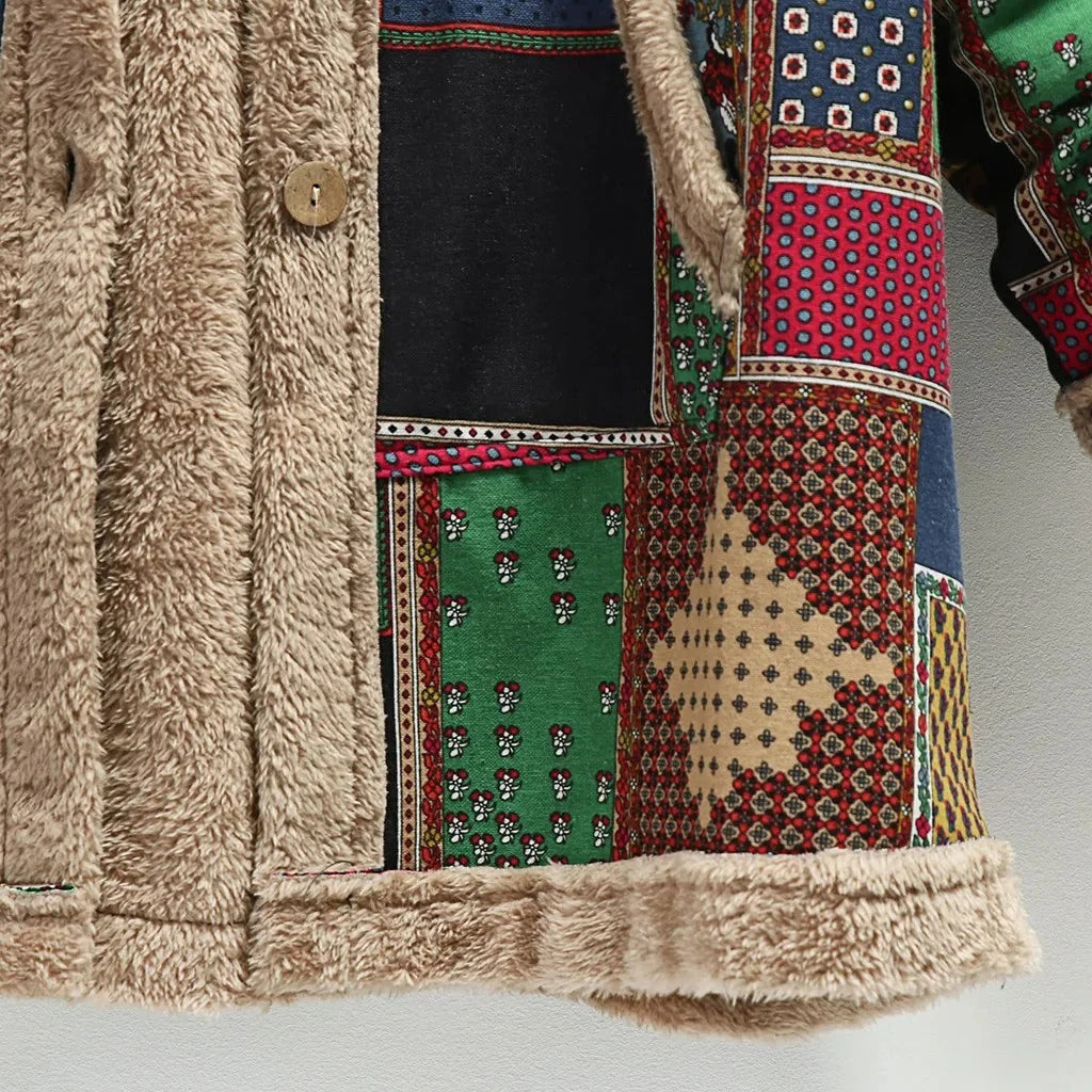 Fall Patchwork Hooded Coat