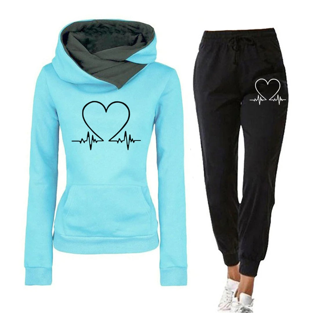 Heart Graphic Hoodie Set