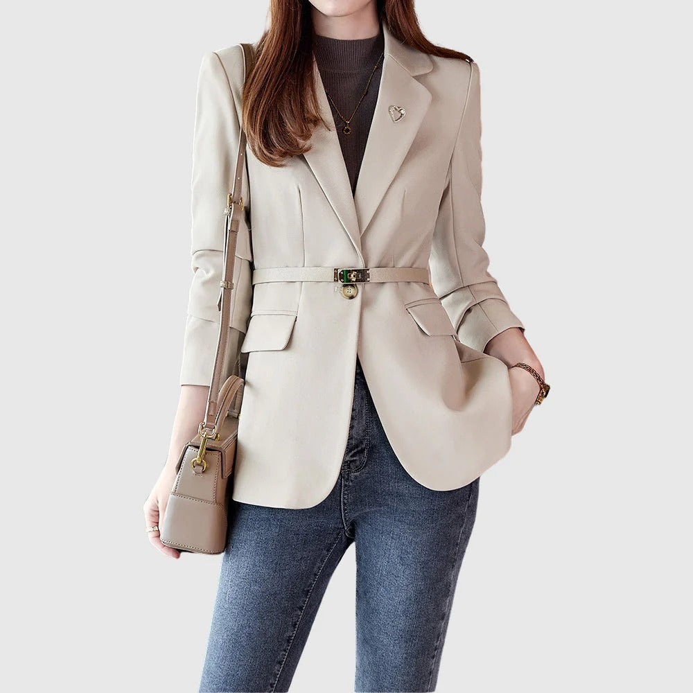 Single-Button Belted Blazer