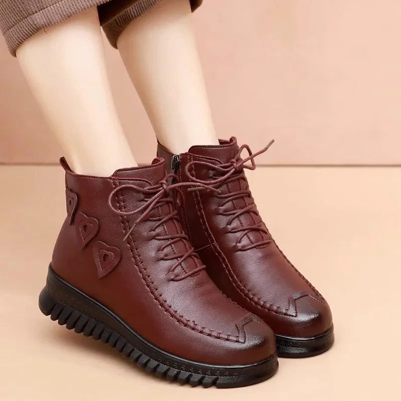 Fall Stitched Lace Ankle Boots