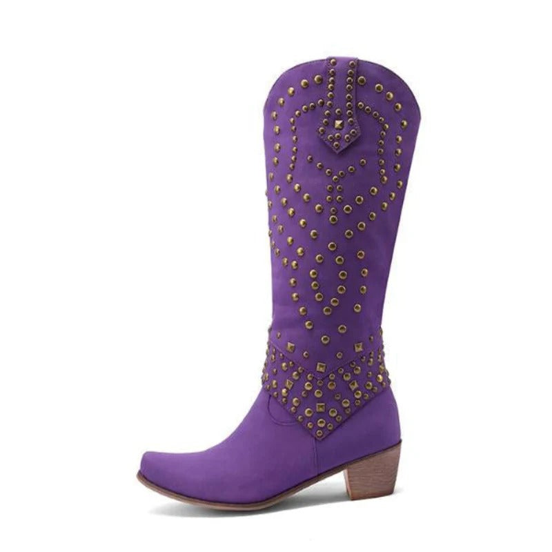 Studded Western Knee-High Boots