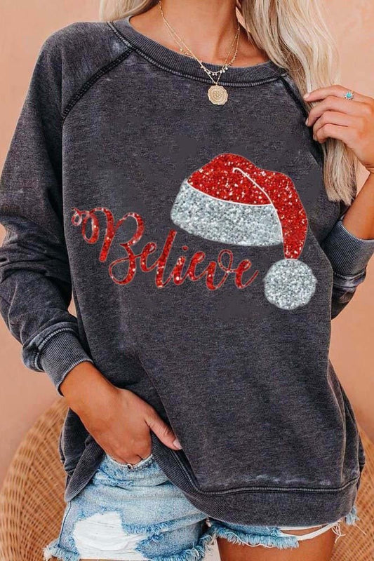 Believe Graphic Holiday Sweatshirt