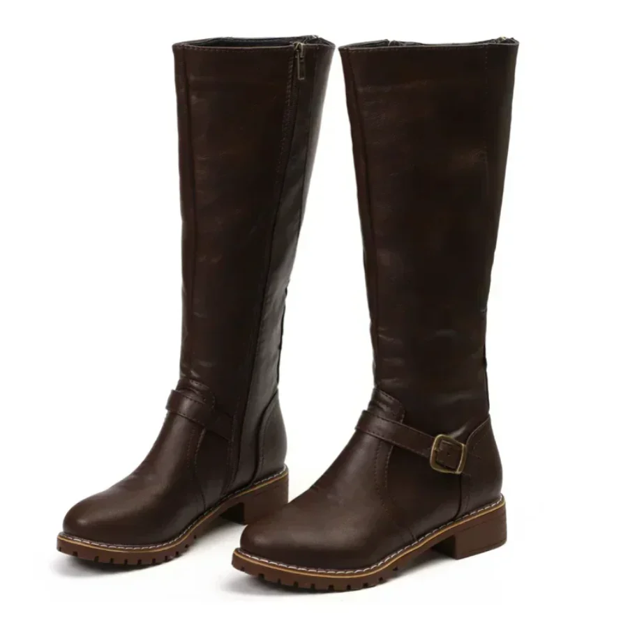 Fall Buckled Knee-High Boots