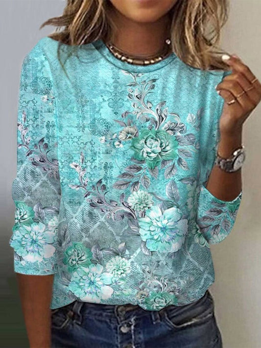 Fall Floral Print Sweatshirt