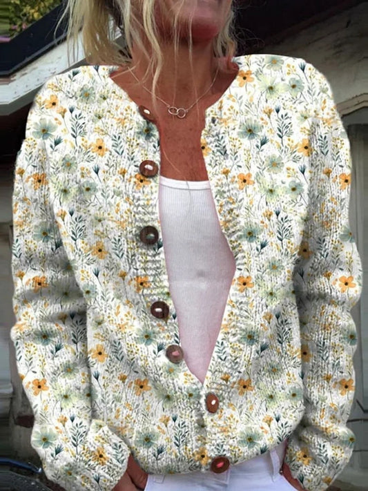 Floral Knit Button Cardigan