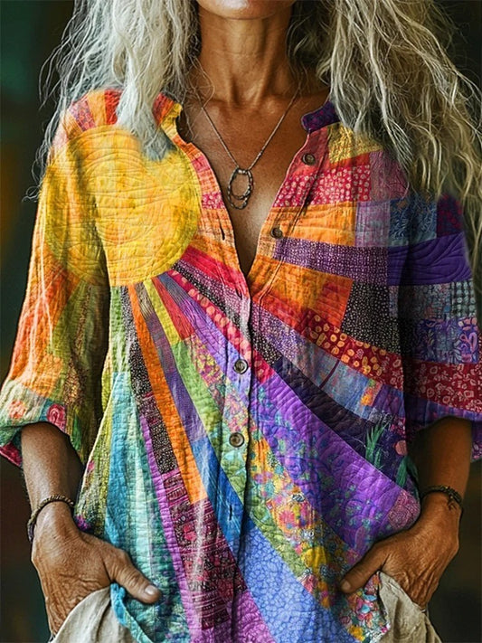 Radiant Patchwork Button Shirt