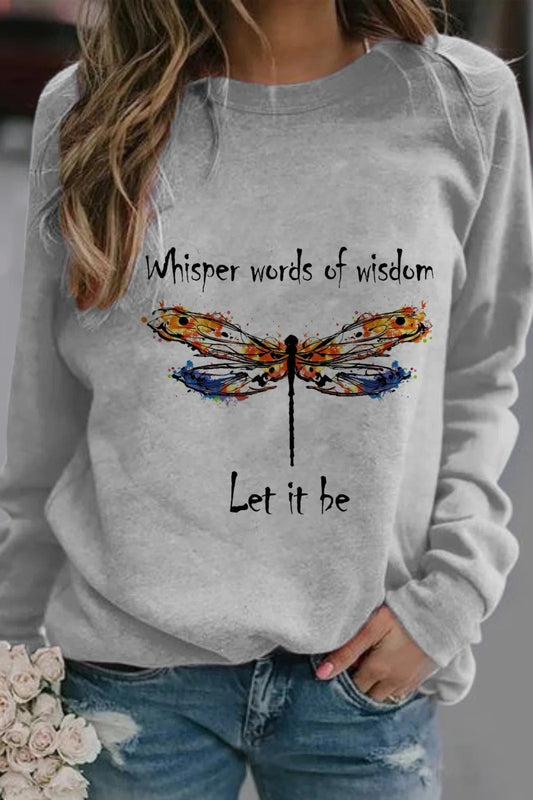Fall Dragonfly Print Sweatshirt