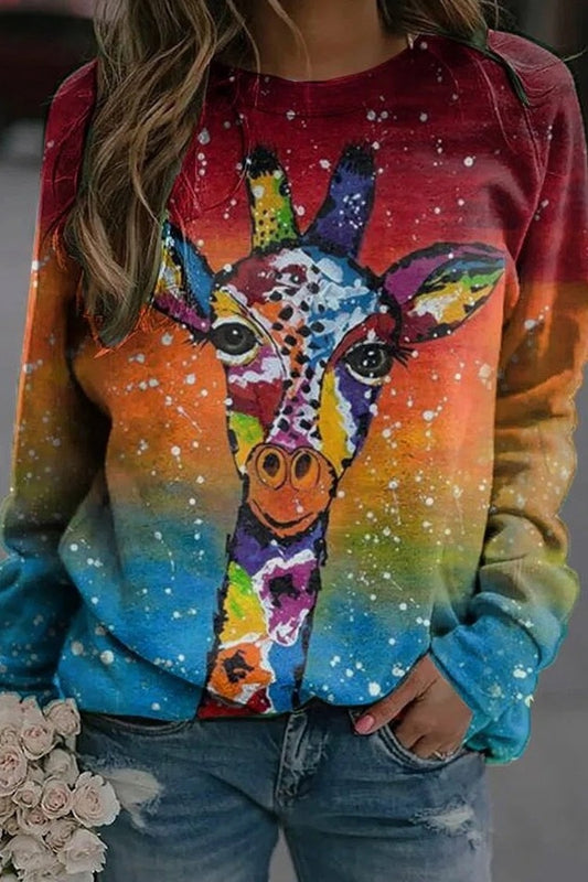 Fall Abstract Giraffe Sweater