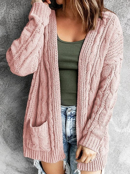 Cable Knit Open-Front Cardigan