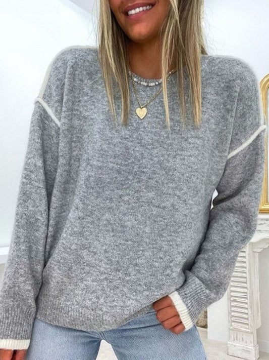 Fall Heathered Contrast Sweater