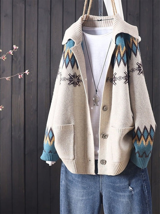 Patterned Button Cardigan
