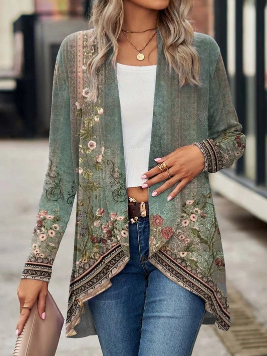 Floral Open Front Cardigan