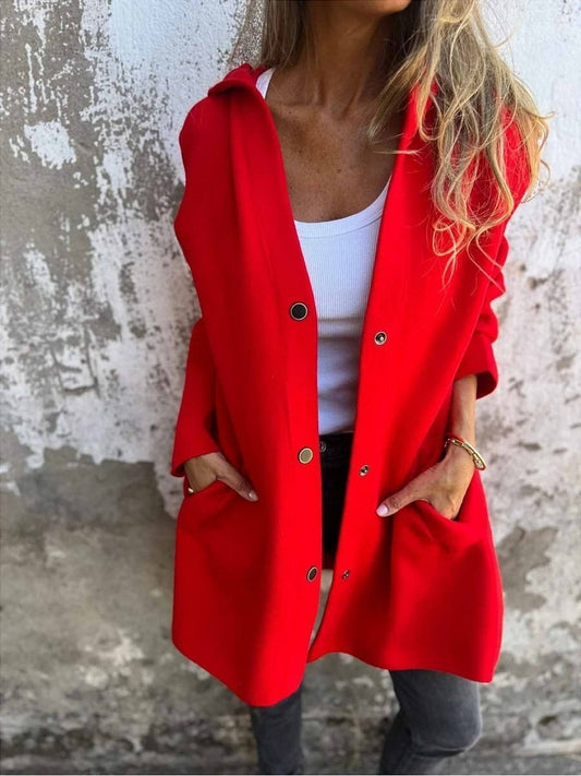 Snap Front Hooded Coat
