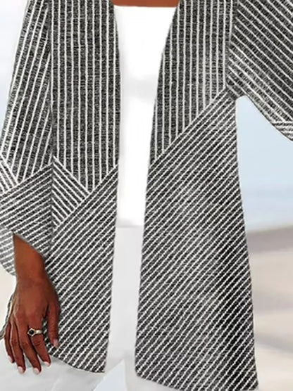 Striped Open-Front Cardigan