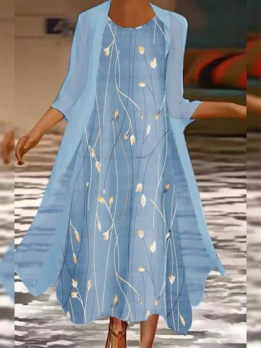 Two-Piece Blue Dress Set