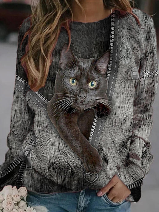 Fall Graphic Cat Pullover