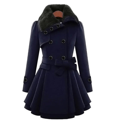 Double-Breasted Fit-and-Flare Coat