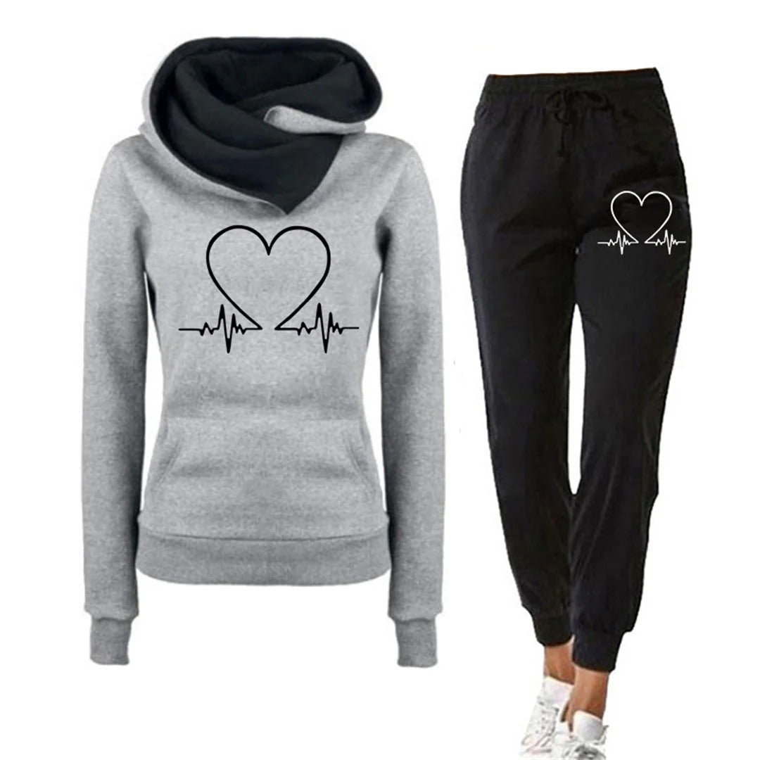 Heart Graphic Hoodie Set