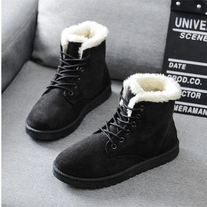 Fall Faux-Fur Lined Lace Boots