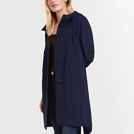 Fall Button-Front Hooded Coat