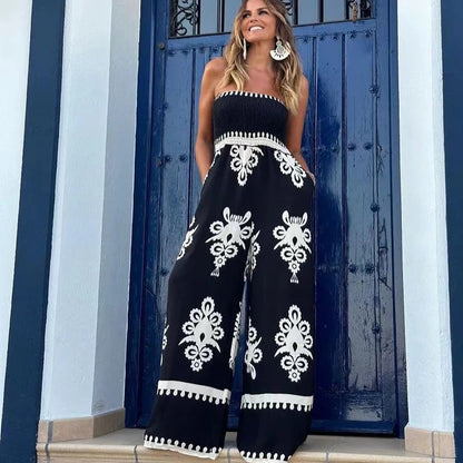 Strapless Embroidered Jumpsuit