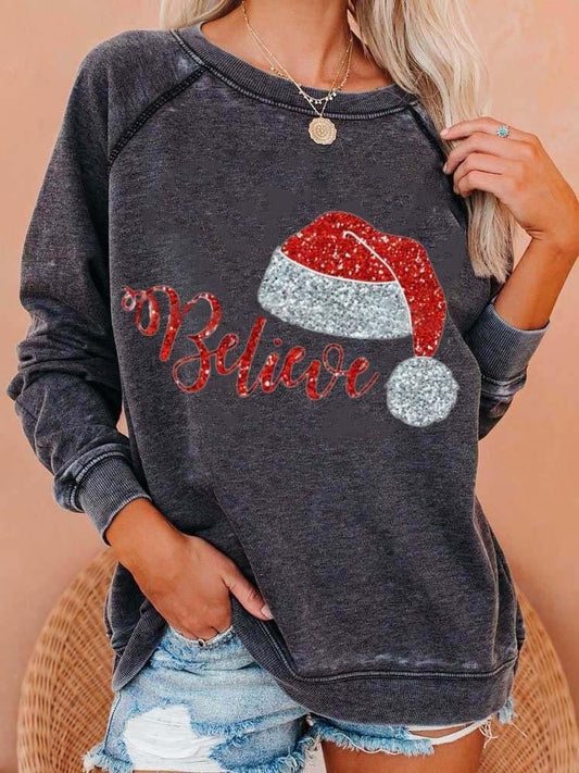 Santa Hat Believe Sweatshirt