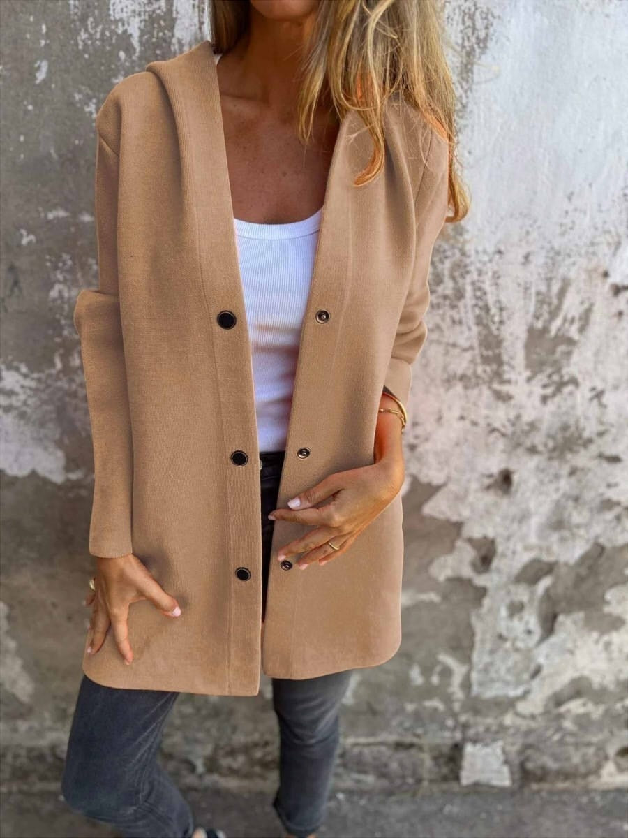 Fall Snap Front Hooded Coat