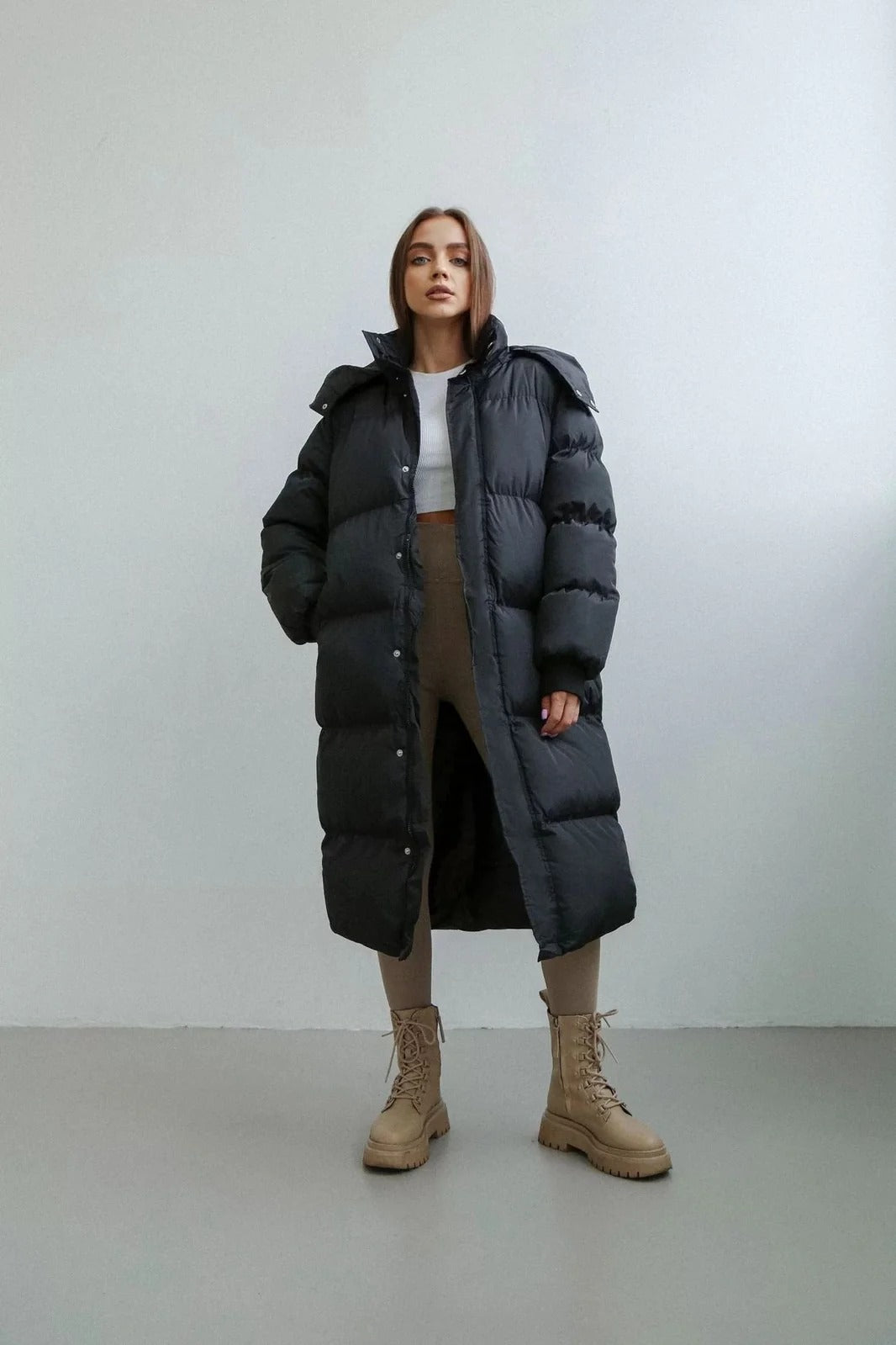 Longline Puffer Coat For Fall