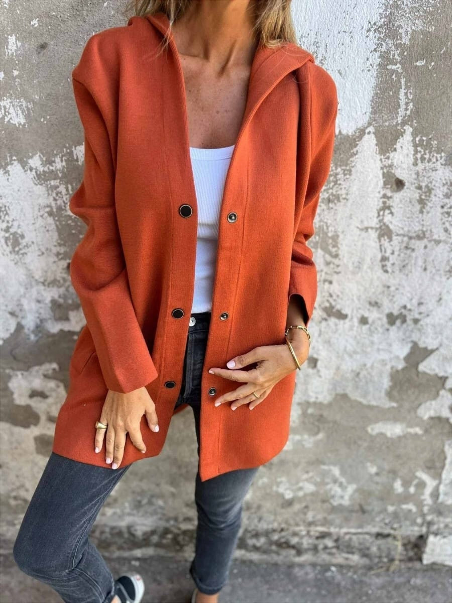 Fall Snap Front Hooded Coat