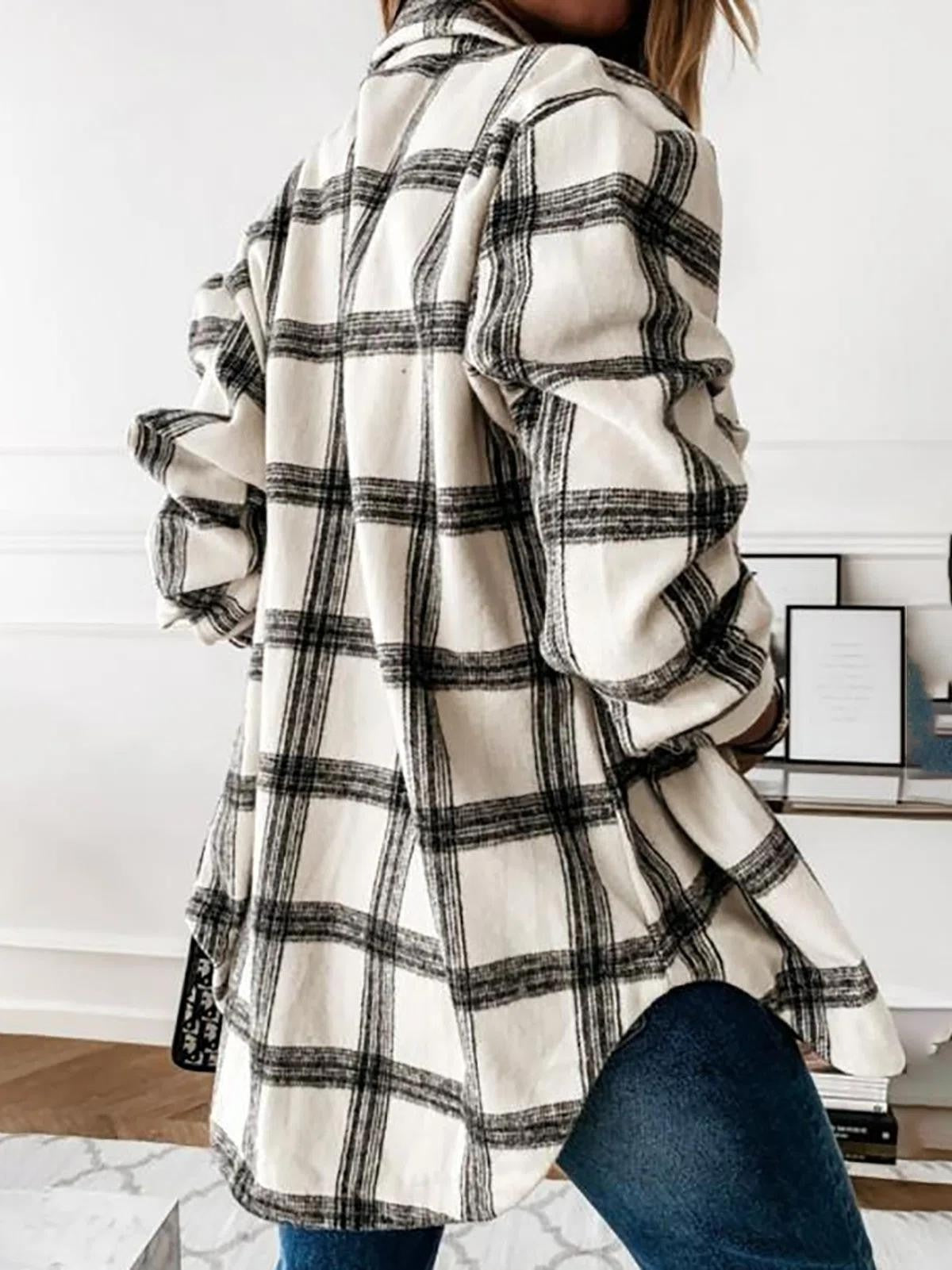 Fall Plaid Button Jacket