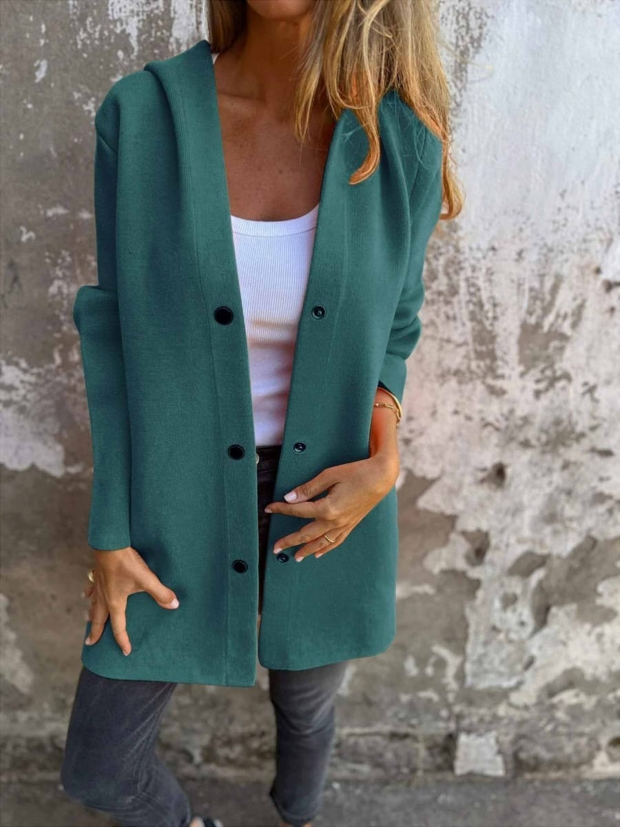 Fall Snap Front Hooded Coat