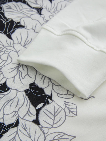 Fall Floral Contrast Sweatshirt