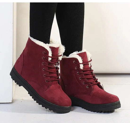 Fall Shearling-Trim Lace Boots