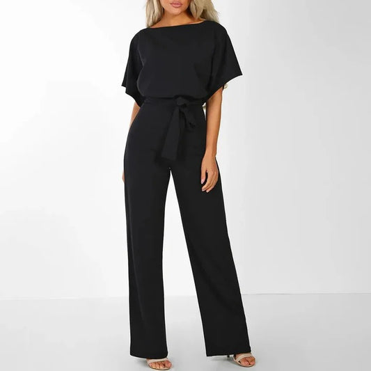 Wide-Leg Belted Jumpsuit