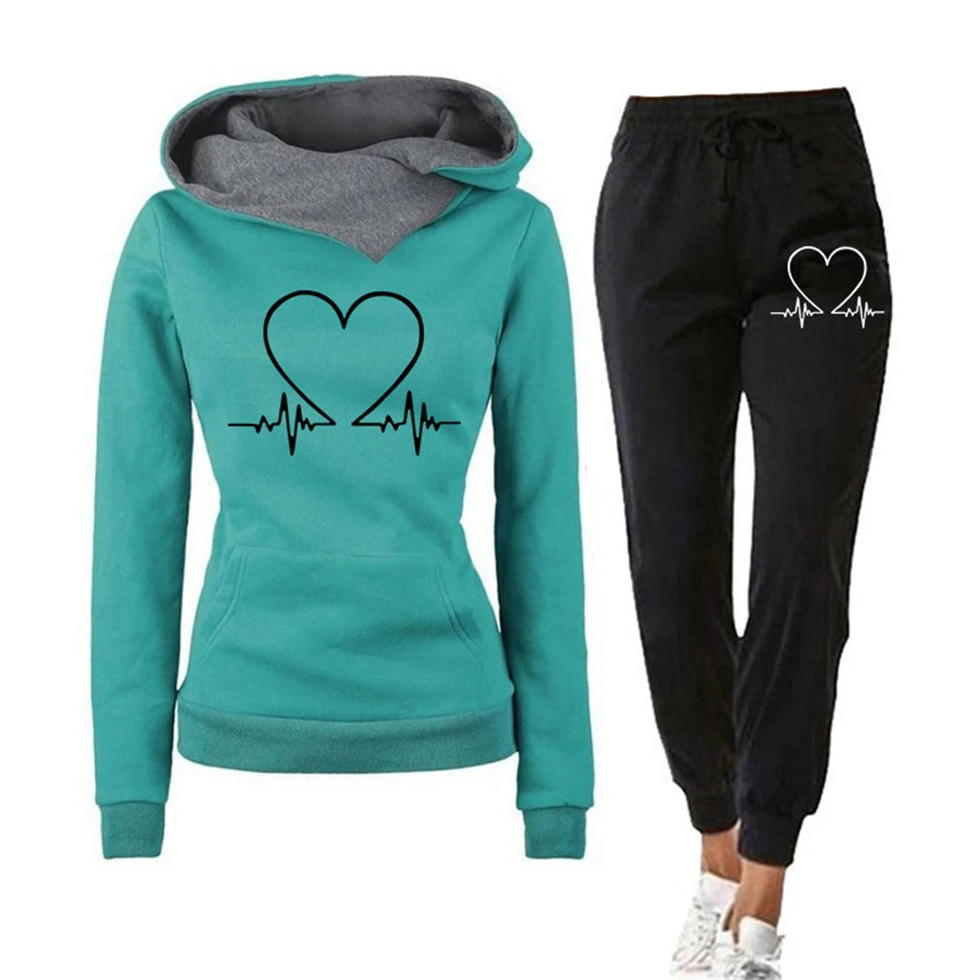 Heart Graphic Hoodie Set