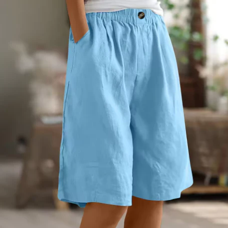 Wide Casual Shorts - Lightweight Fabric, Relaxed Fit