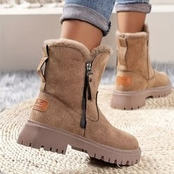Fall Suede Zip-Up Boots