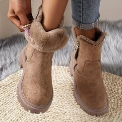 Fall Suede Zip-Up Boots