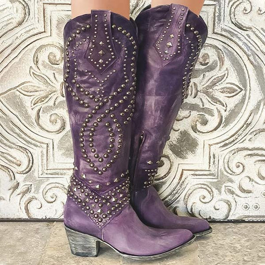 Fall Rivet-Detail Western Boots