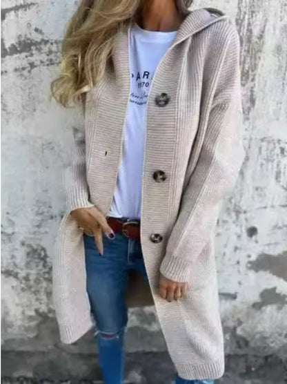 Ribbed Knit Button Front Coat
