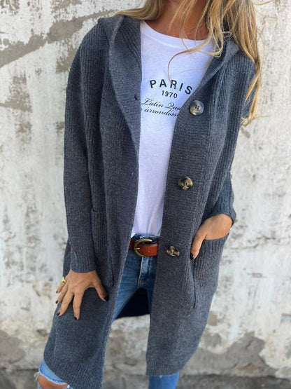 Ribbed Knit Button Front Coat