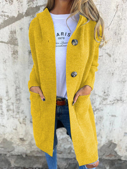 Ribbed Knit Button Front Coat