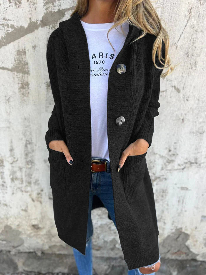Ribbed Knit Button Front Coat