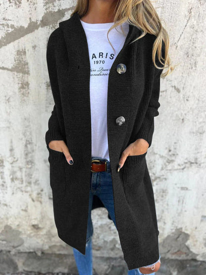 Ribbed Knit Button Front Coat